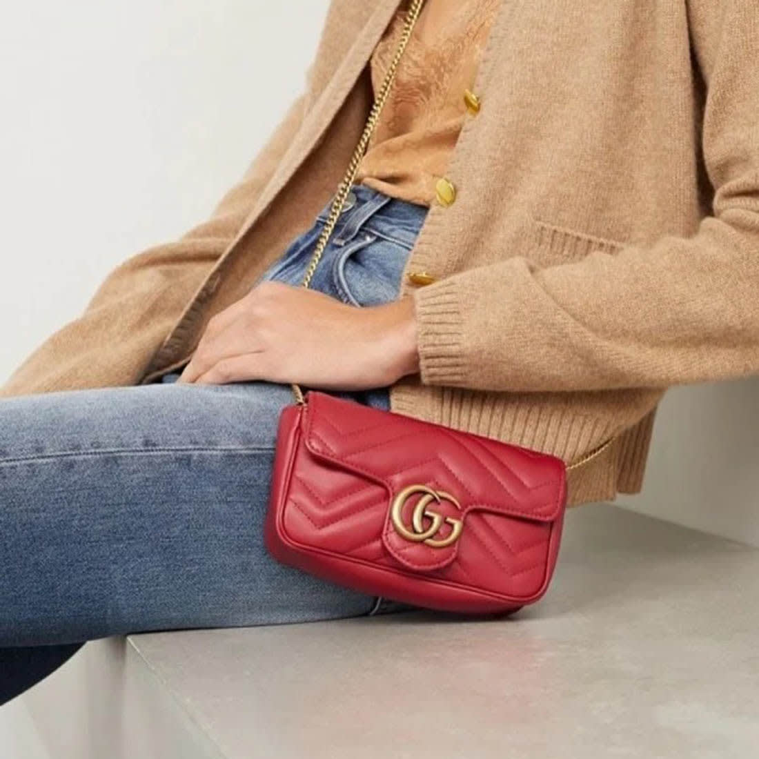 Gucci Red Super Mini Marmont Bag-1