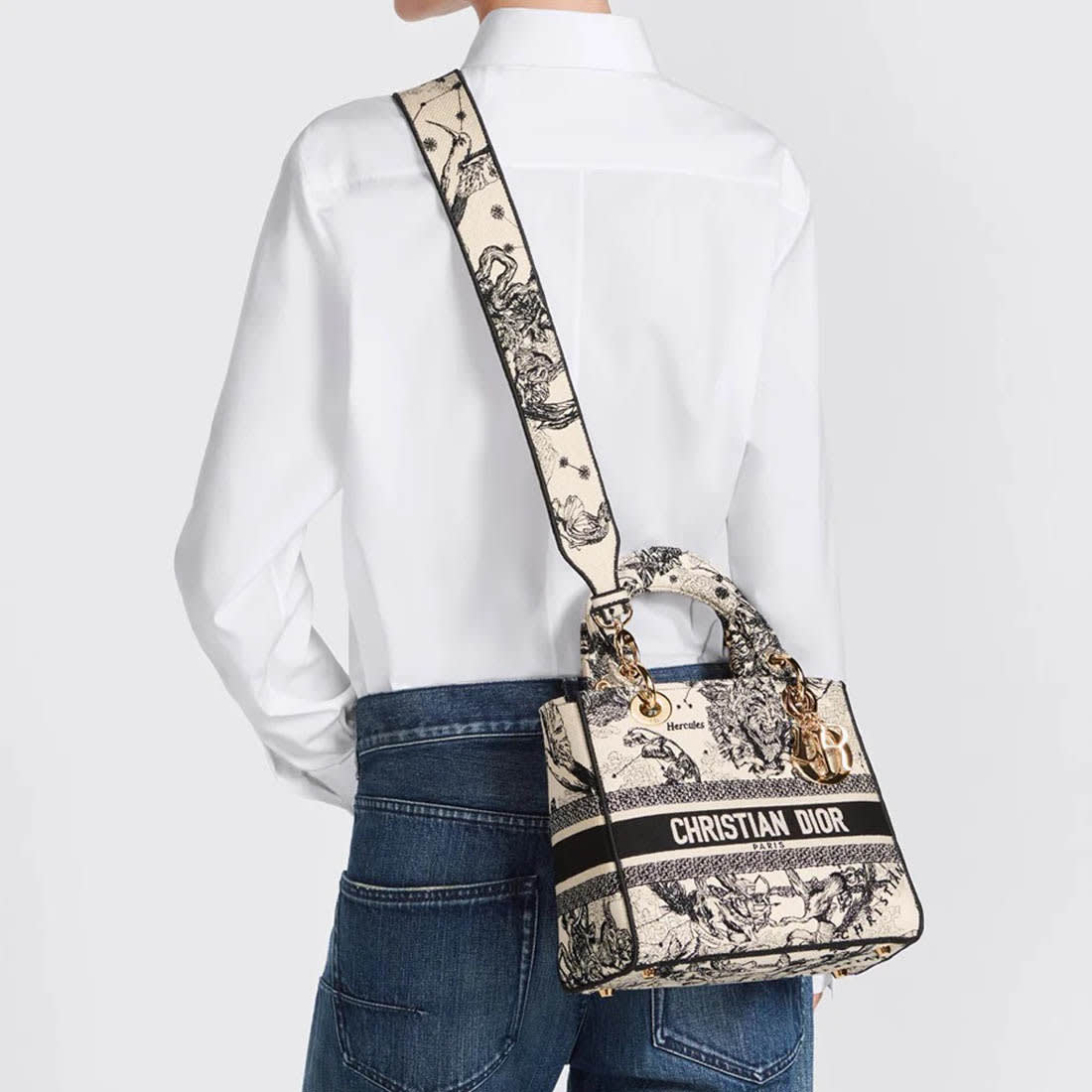 Lady Dior Embroidered Cream Tote Bag-4