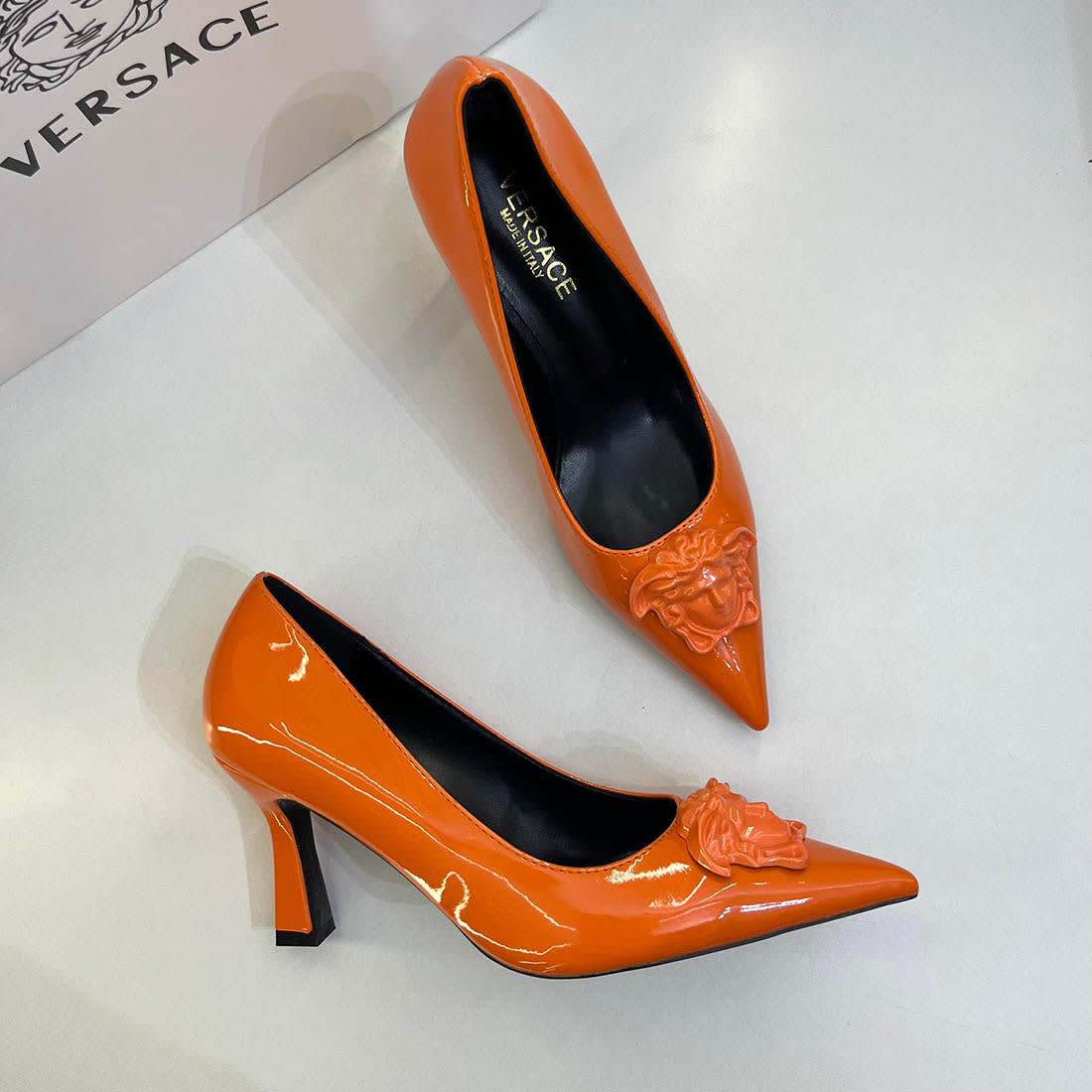 Versace La Medusa Orange Heels Sandles-2