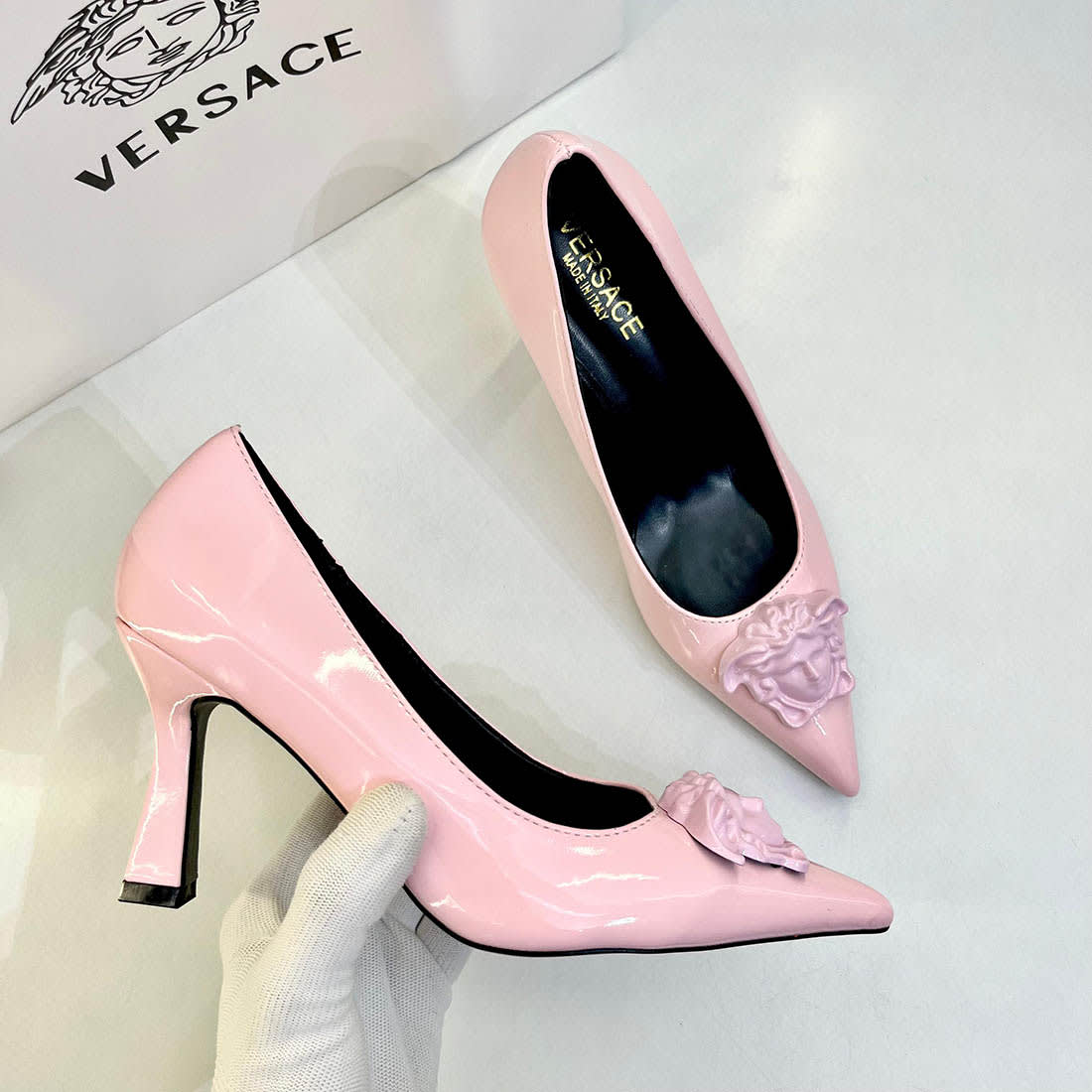 Versace La Medusa Pink Heels Sandles-2
