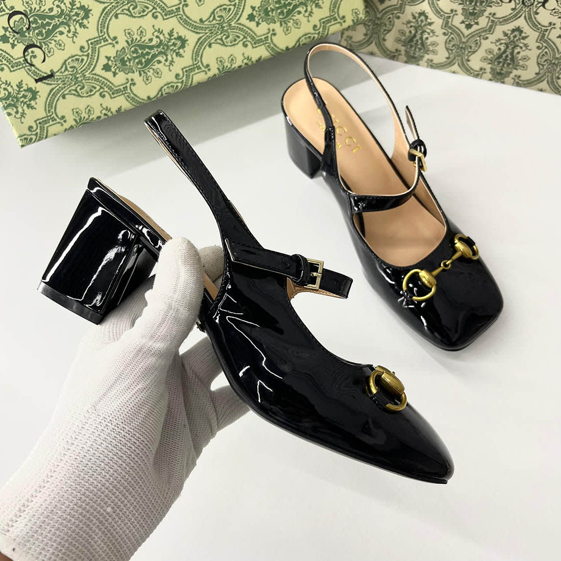 Gucci Horsebit Black Heels Sandles-1