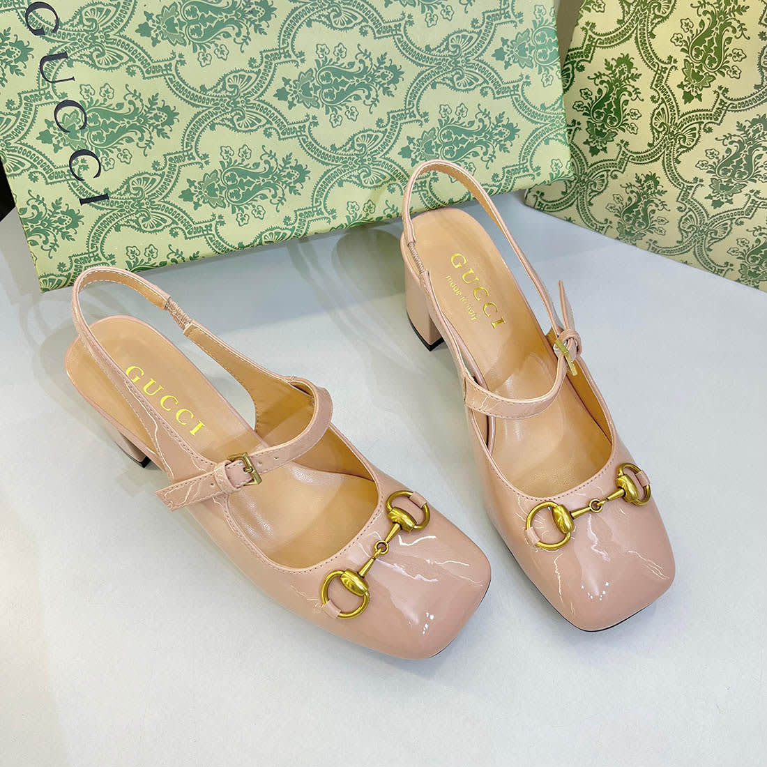 Gucci Horsebit Beige Heels Sandles-0