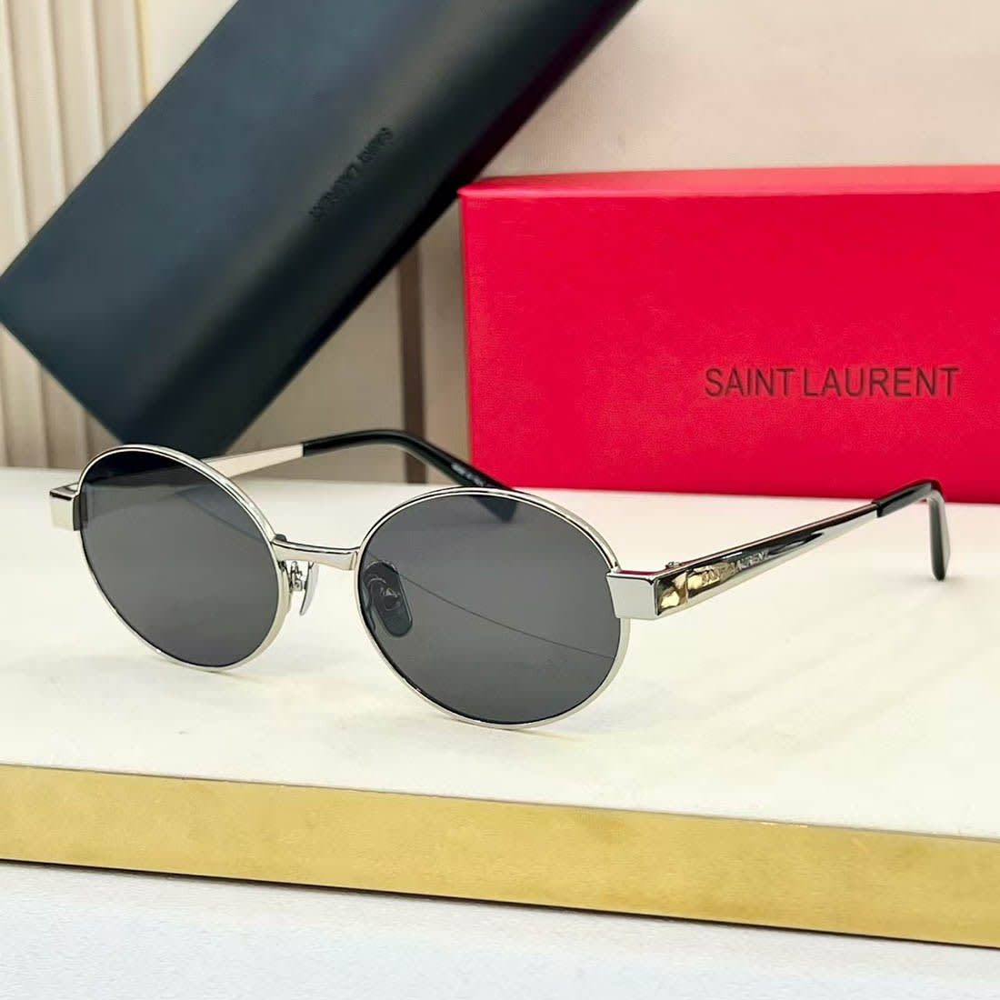 Saint Laurent Black & Silver Luxury Sunglasses-0