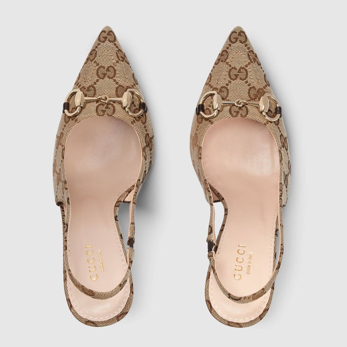 Gucci Beige Women's slingback pump with Horsebit Heels Sandals-2