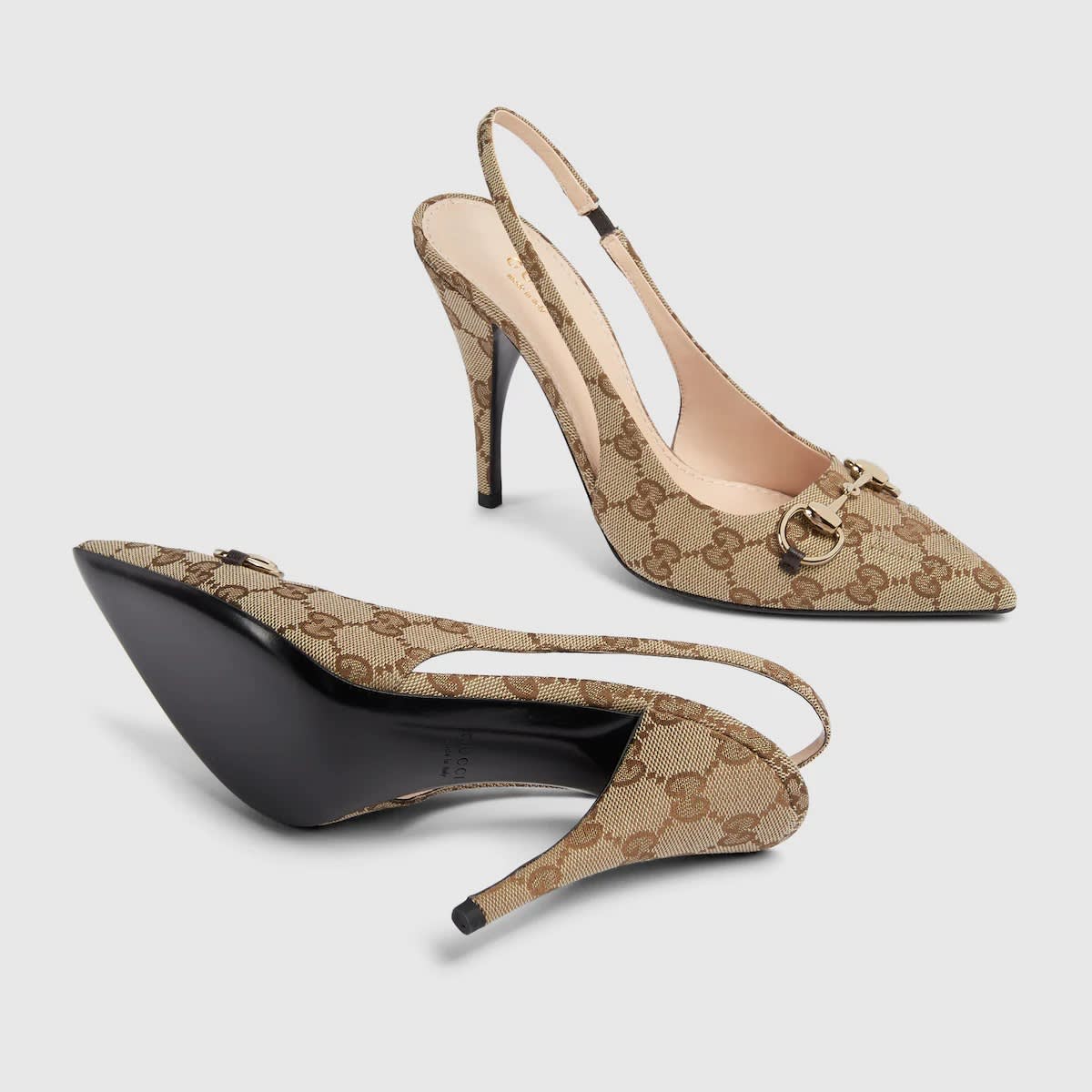 Gucci Beige Women's slingback pump with Horsebit Heels Sandals-4