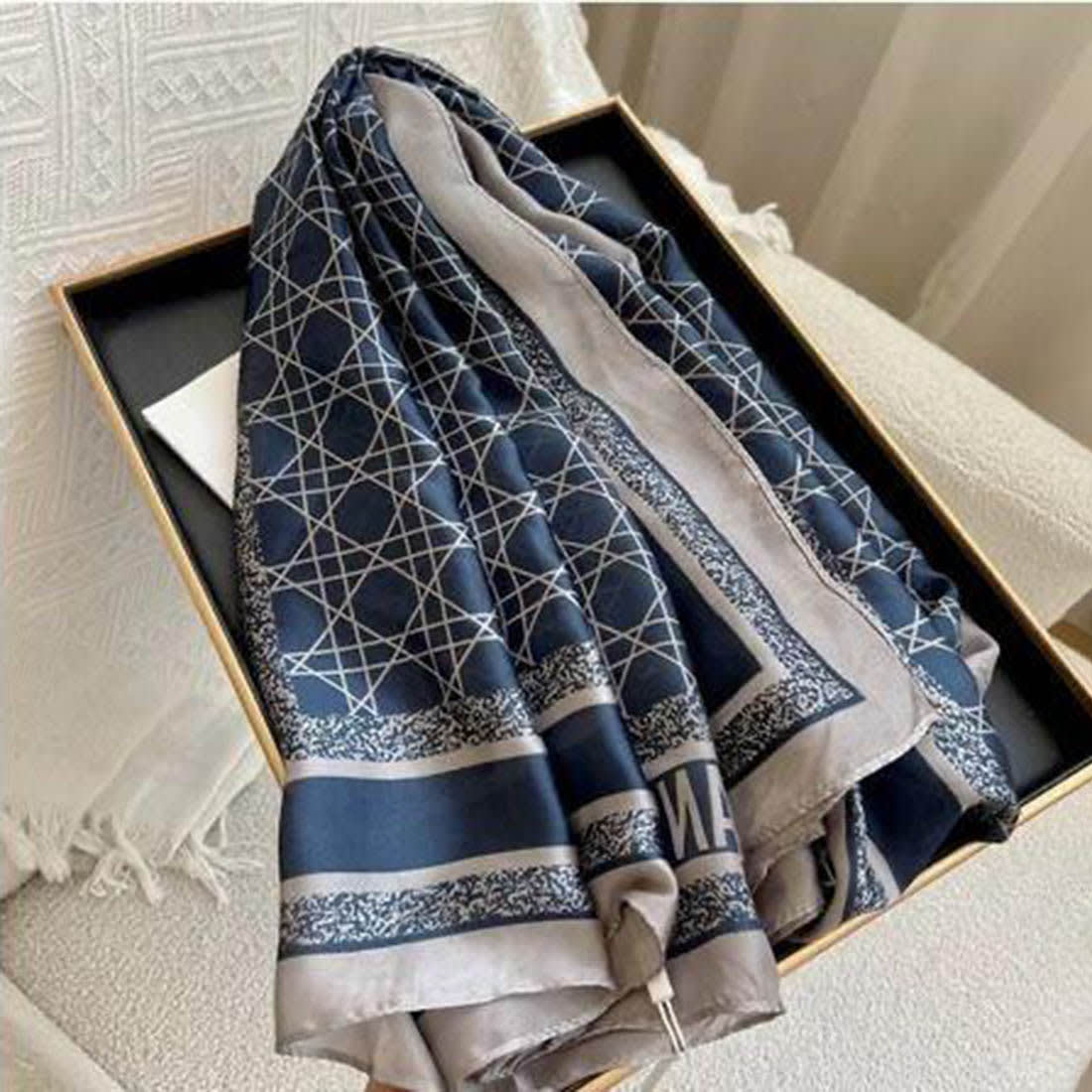 Christian Dior Premium Quality Blue Silk Stole-1