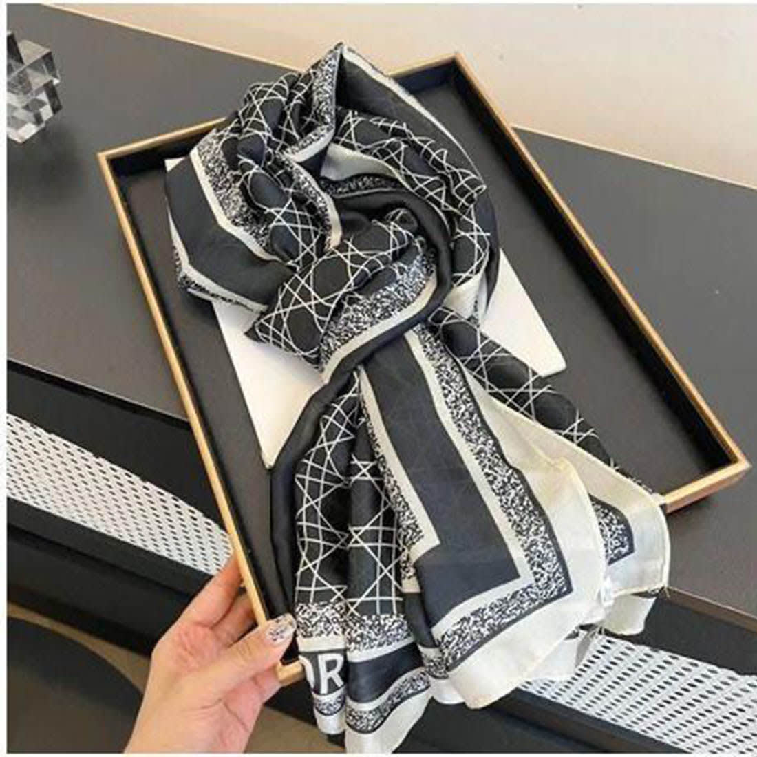 Christian Dior Premium Quality Black Silk Stole-1