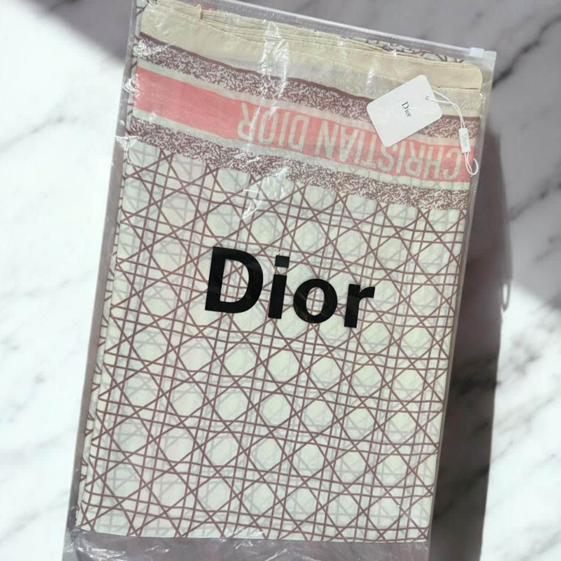 Christian Dior Premium Quality Pink & Cream Silk Stole-2