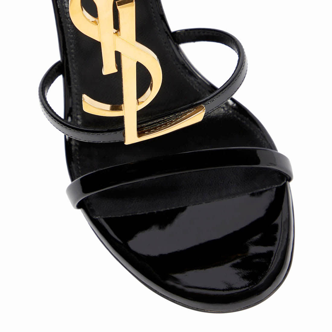 Saint Laurent Cassandra Black Leather Heel Sandals-7