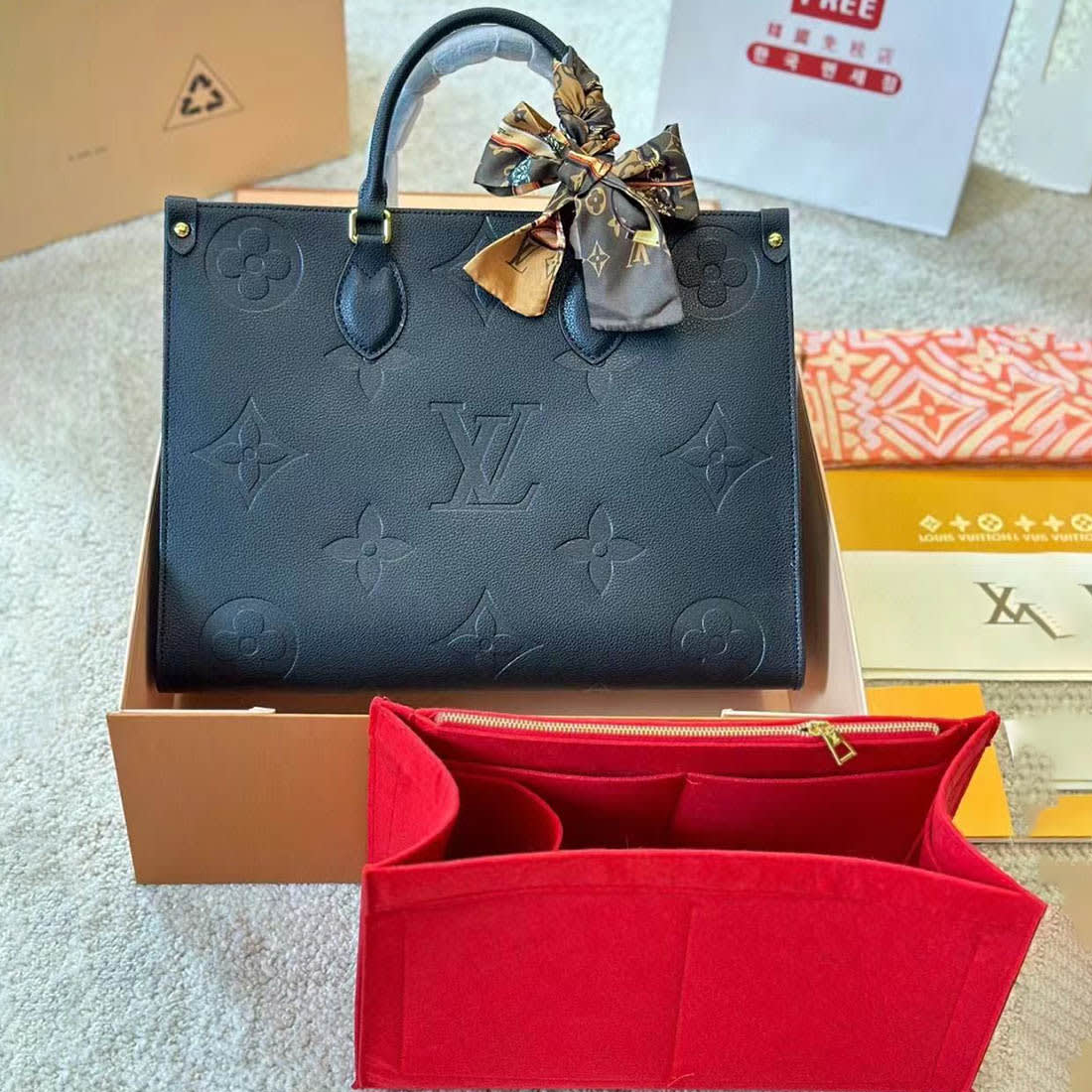 Louis Vuitton On The Go Organiser Medium Black Tote Bag-0