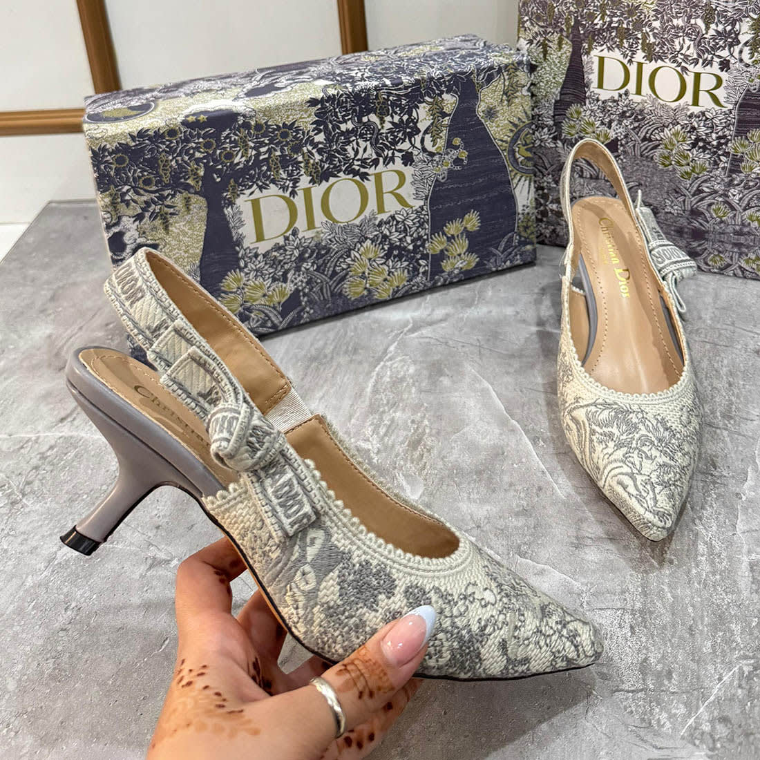 Dior Flower Printed White Premium Quality  Sandals-2
