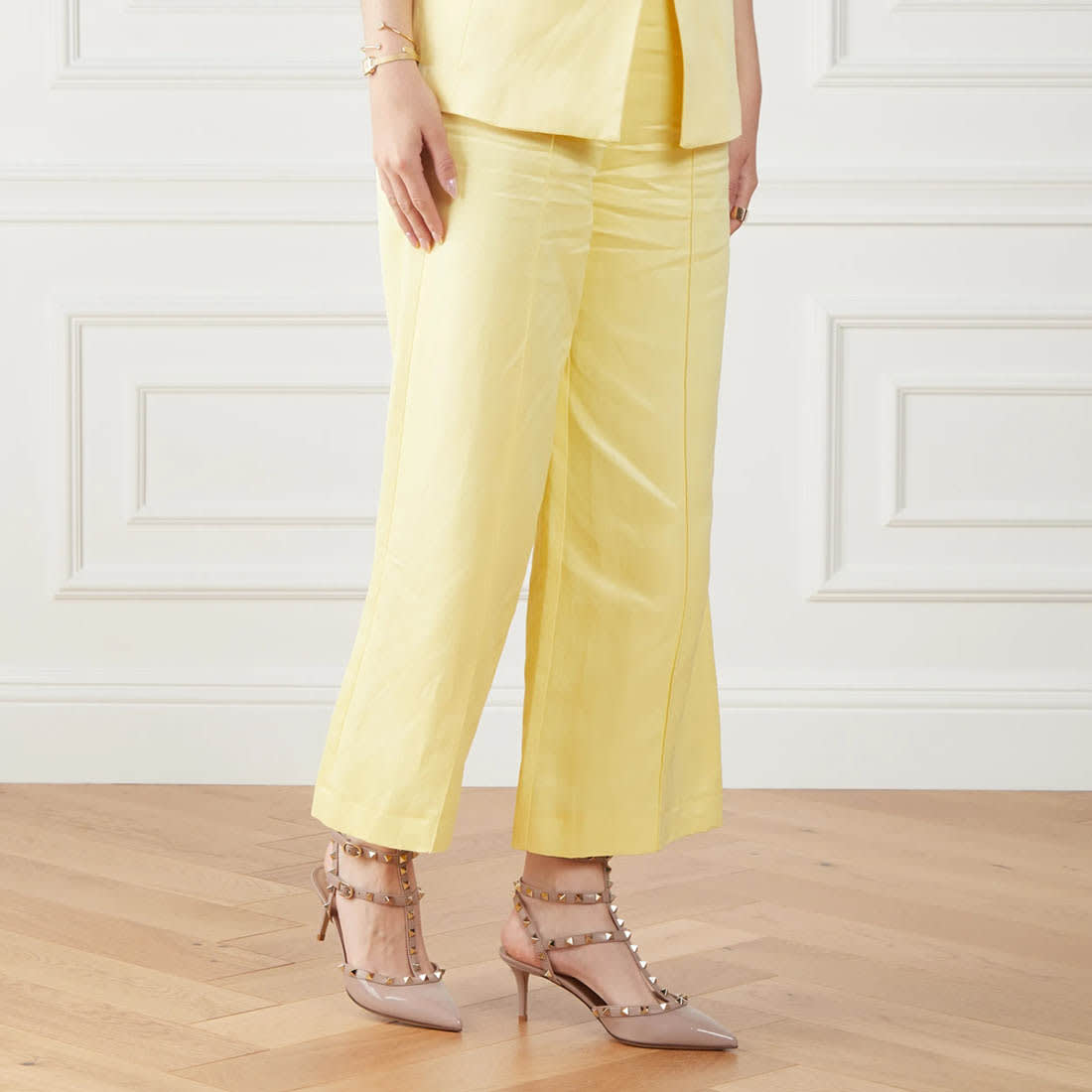 Valentino Garavani Light Pink Rockstud Caged Heel Sandles-3