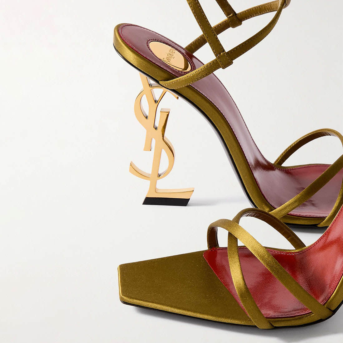 Ysl Opyum Satin Golden Heel Sandals-5