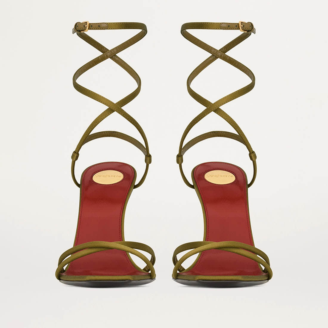 Ysl Opyum Satin Golden Heel Sandals-3