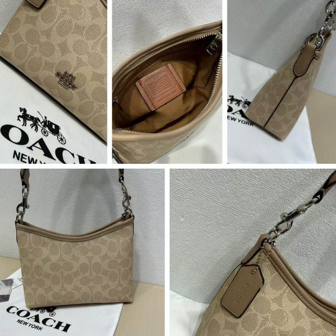 Coach Laurel Small Light Beige Hobo Bag-1