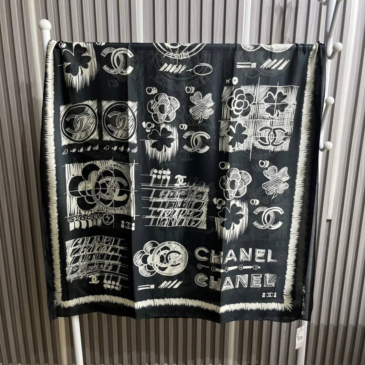 Chanel Designer Black Silk Stole-1