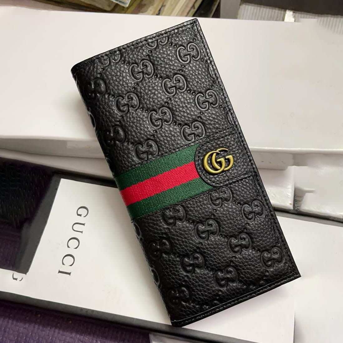Gucci GG Supreme Monogram Black Long Wallet-0