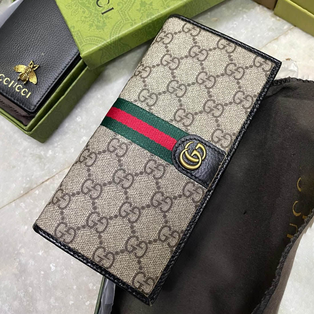 Gucci GG Supreme Monogram Beige Long Wallet-0