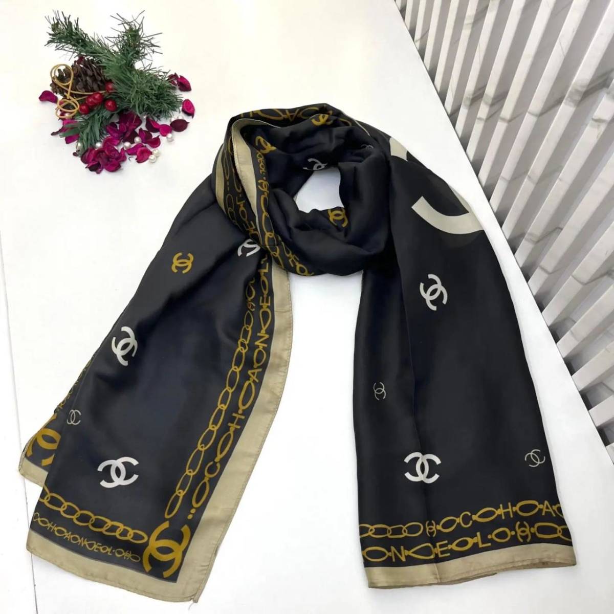 Chanel Premium Quality Black Silk Stole-0