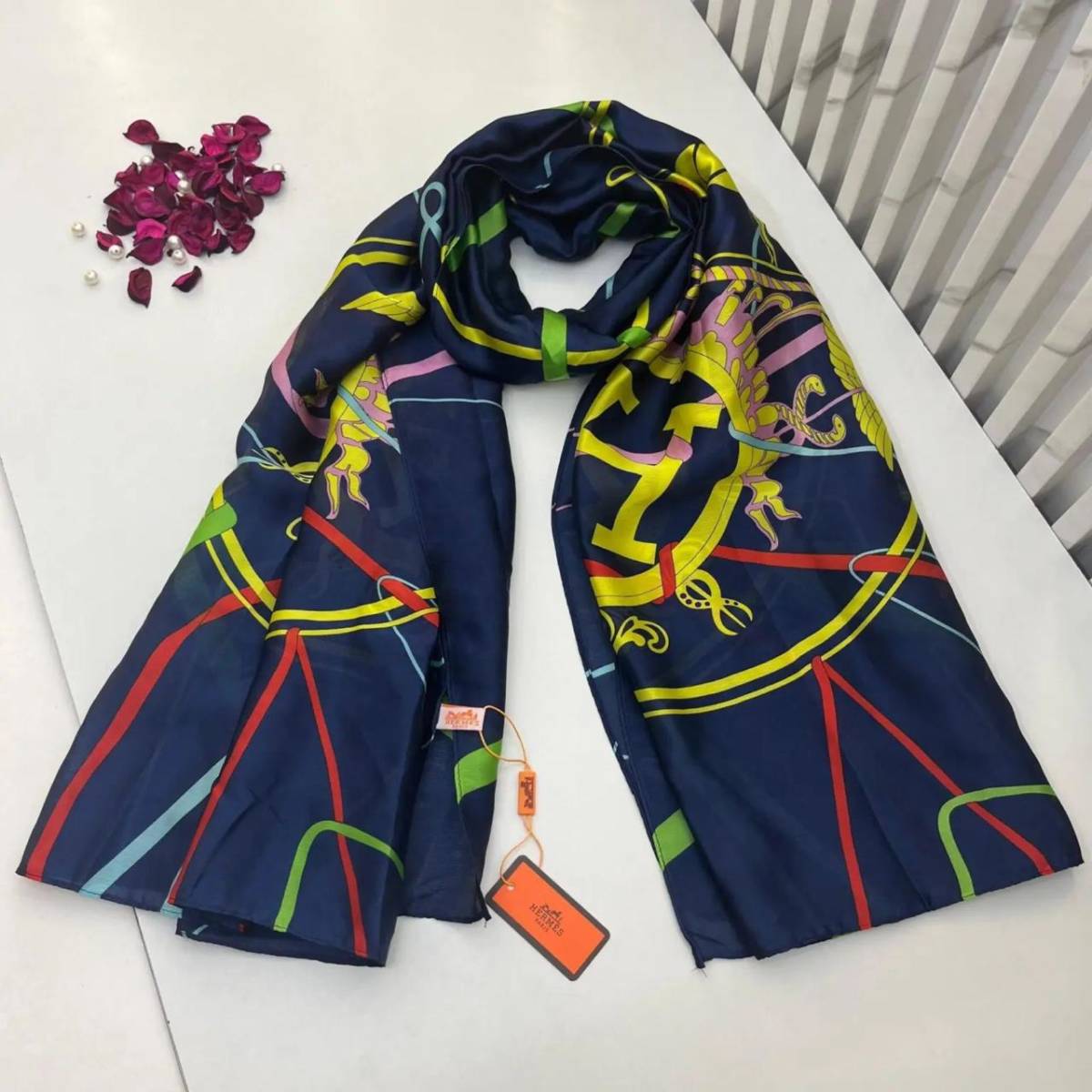 Hermes Premium Quality Blue Silk Stole-0