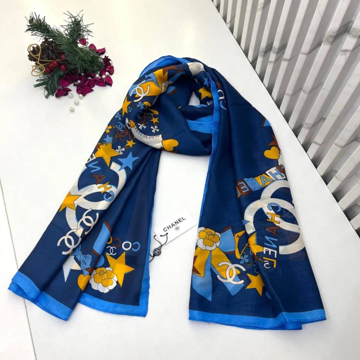 Chanel Premium Quality Blue Silk Stole-0