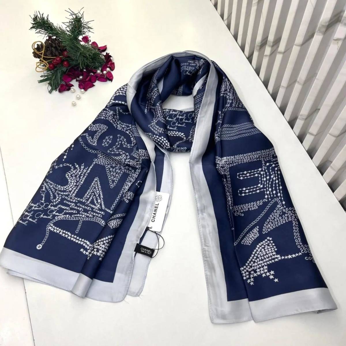 Chanel Premium Quality Blue Silk Stole-0