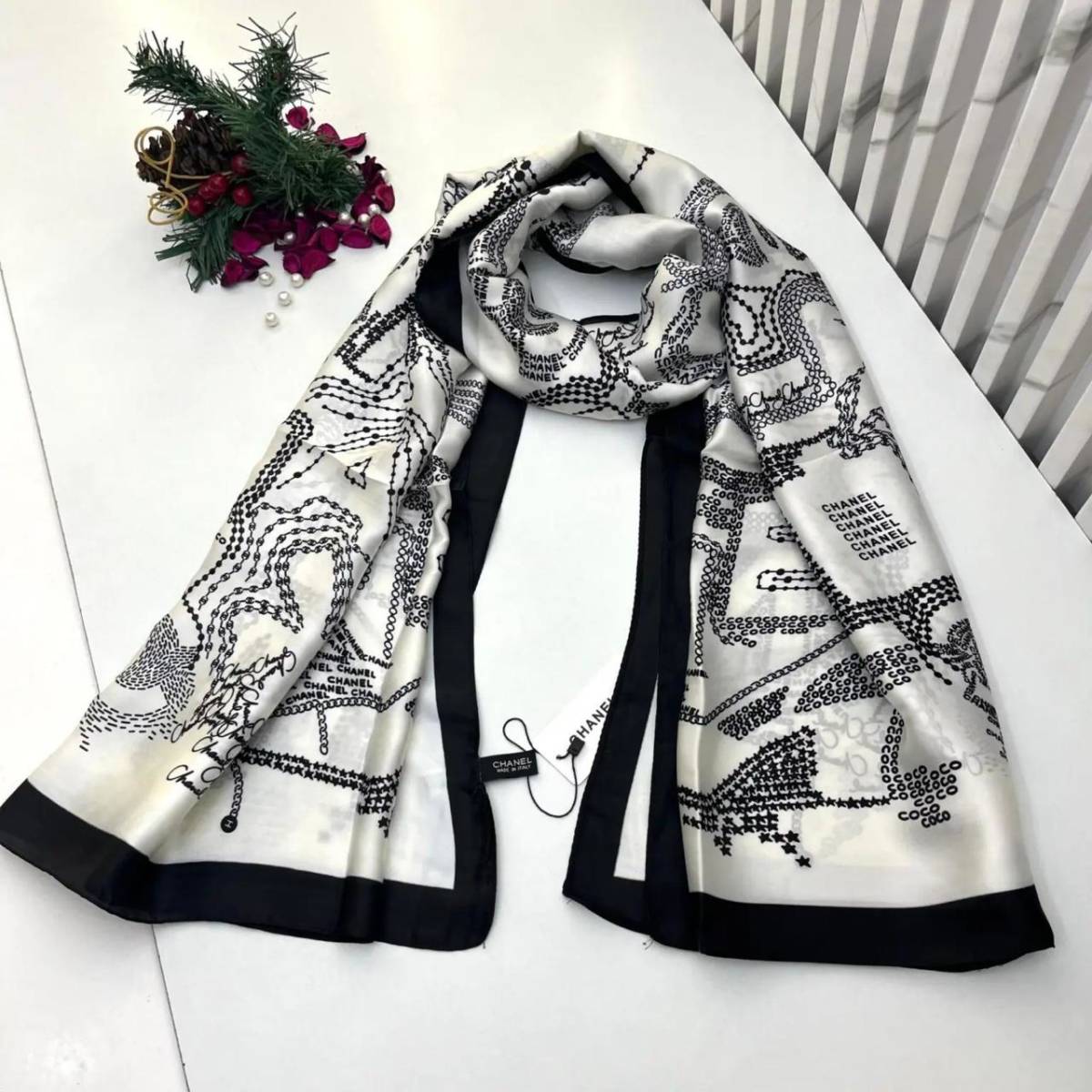 Chanel Premium Quality White Silk Stole-0