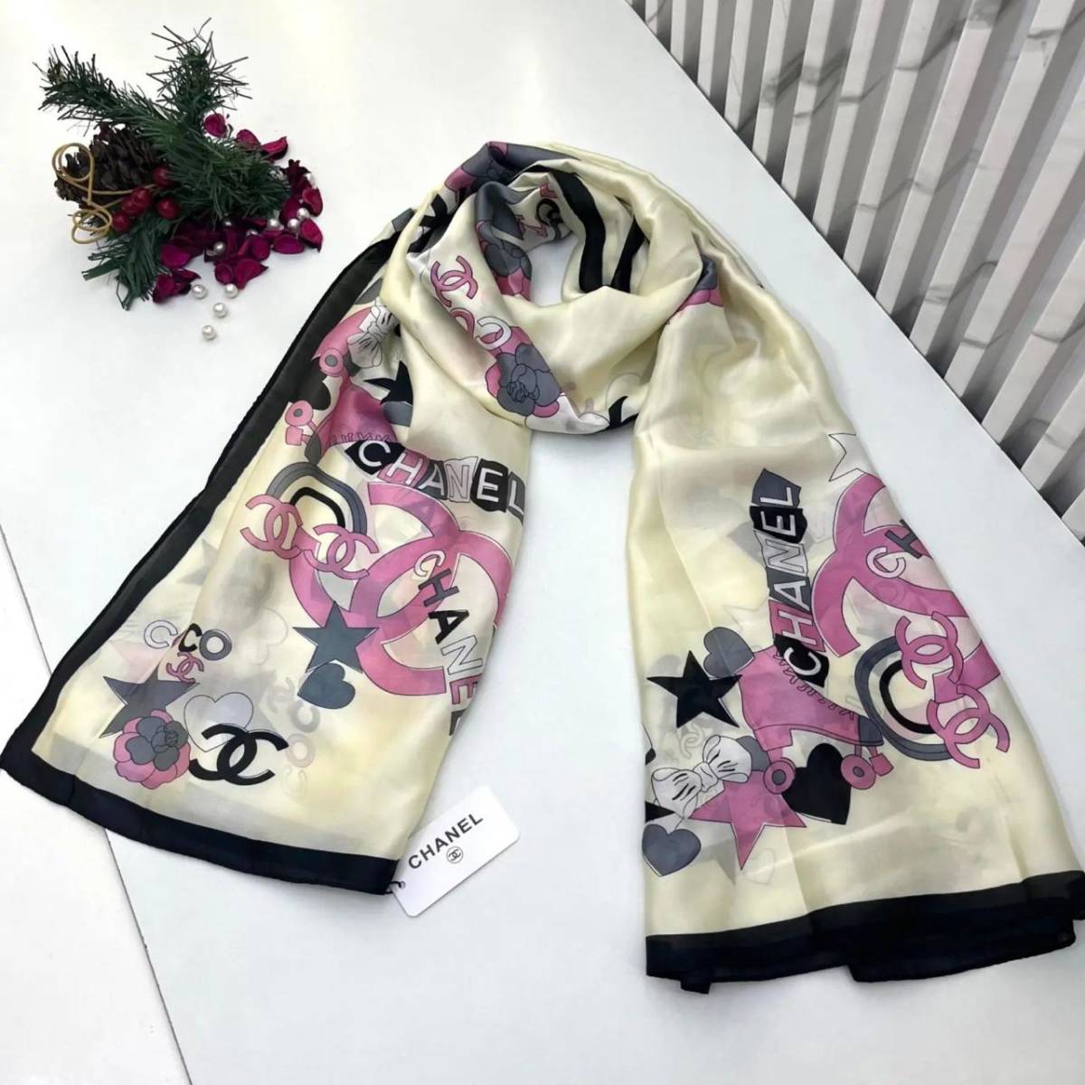 Chanel Premium Quality White Silk Stole-0