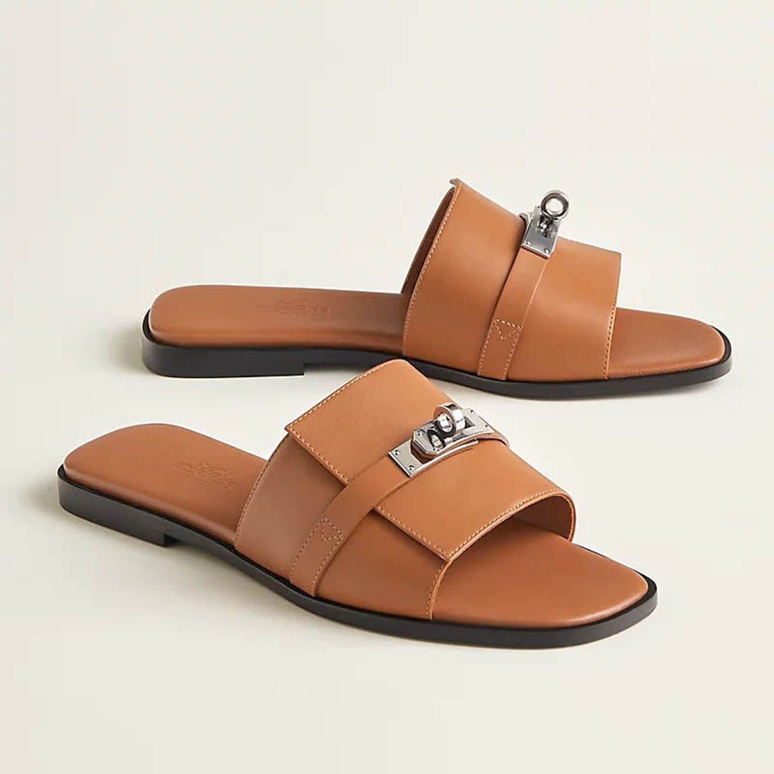 Hermes Giulia Brown Slide Sandal-1