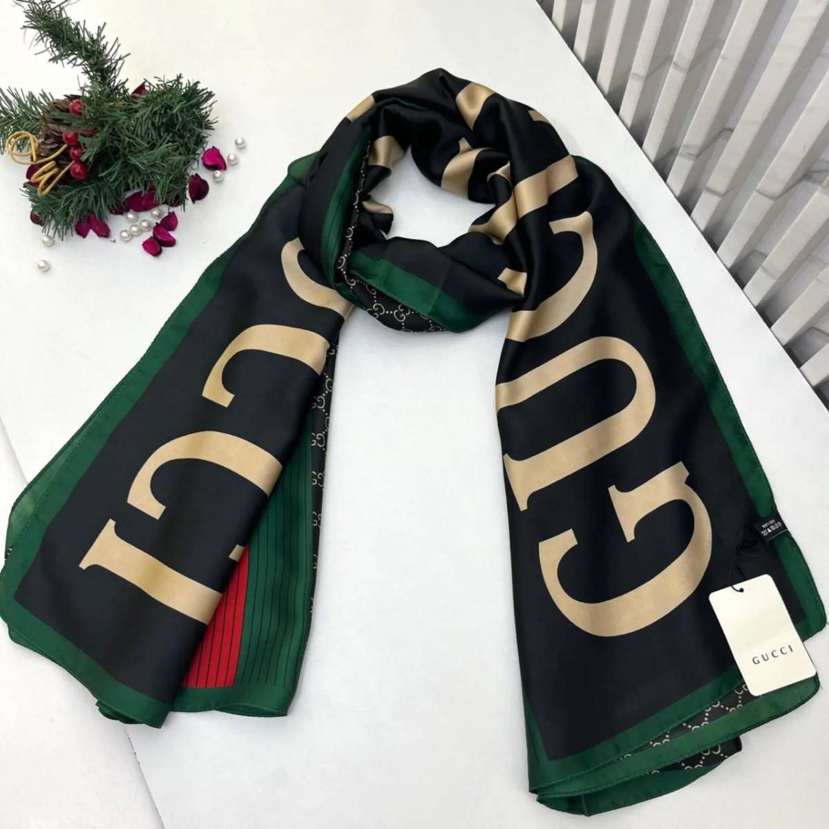 Gucci Designer Black Silk Stole-0