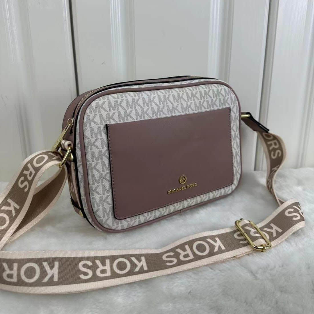 Michael Kors Maeve White & Beige Crossbody Sling Bag-0