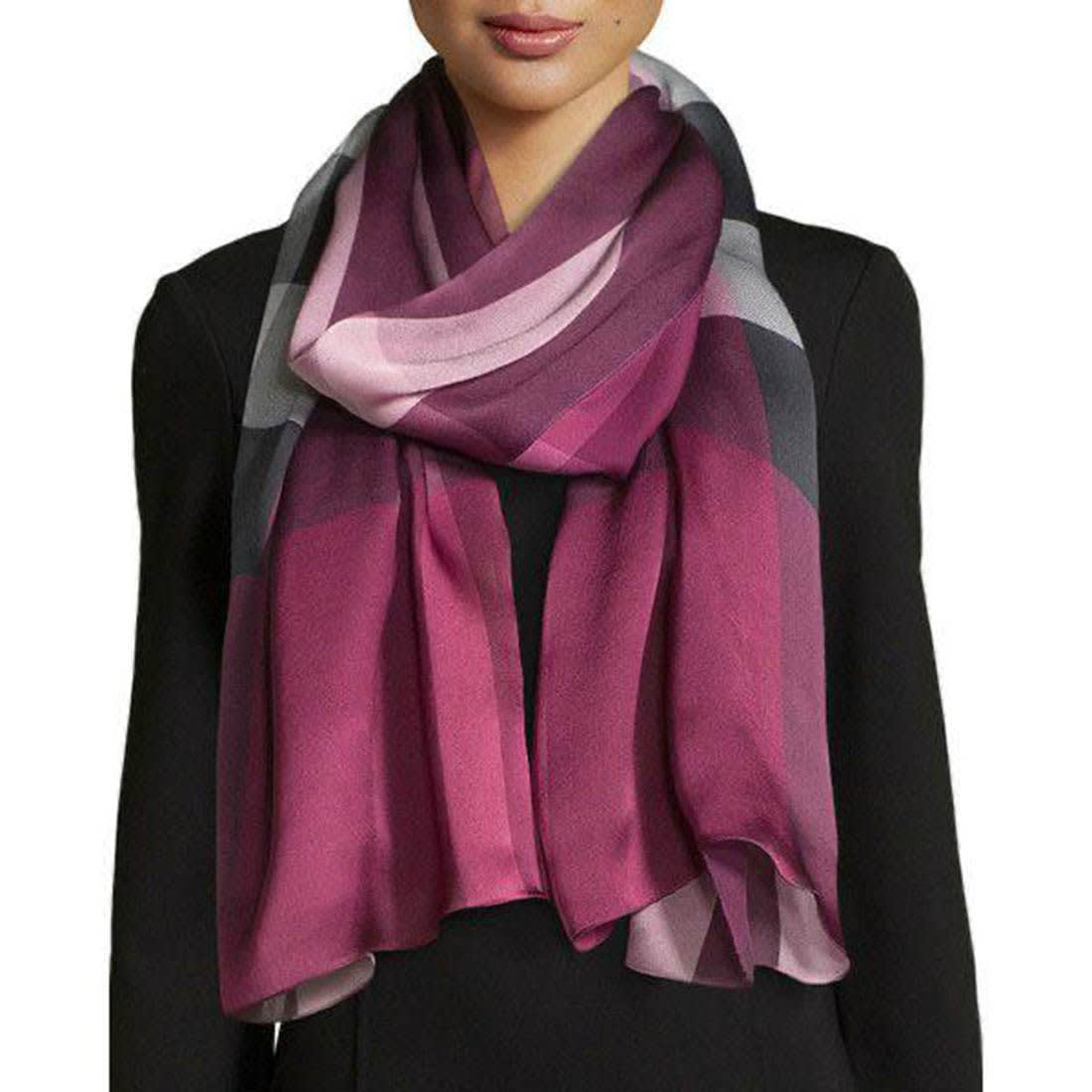 Burberry Pink & Purple Check Cashmere Scarf-1