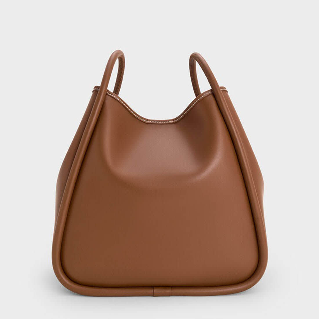 Charles & Keith Lyla Tubular Small Brown Tote Bag-1