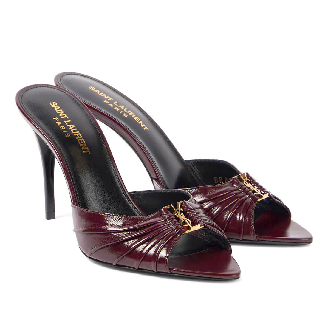 Saint Laurent Wine Patent Leather Babylone Mules-0