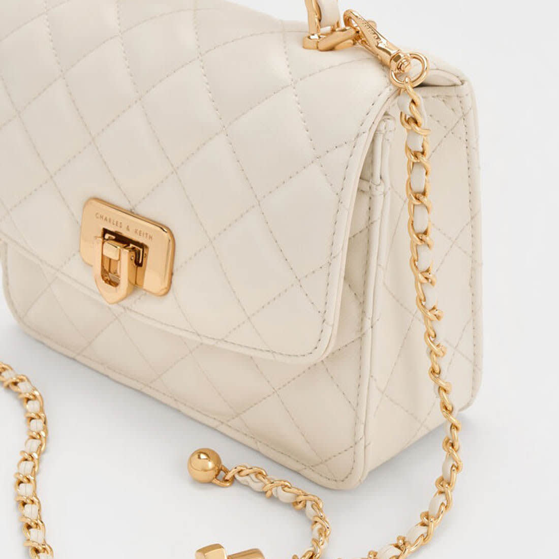 Charles & Keith Cressida White Sling Bag-4