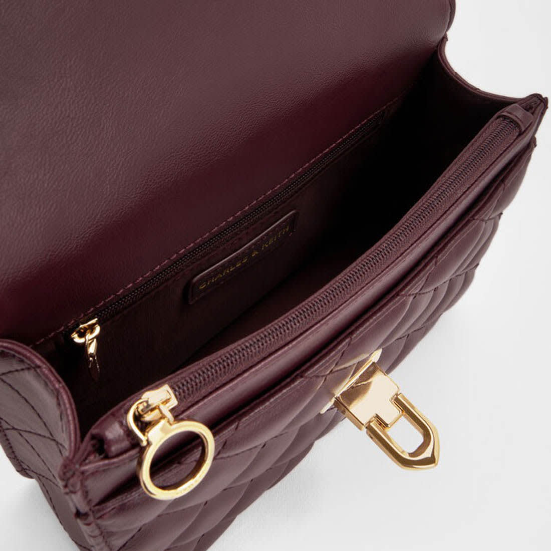 Charles & Keith Cressida Wine Sling Bag-4