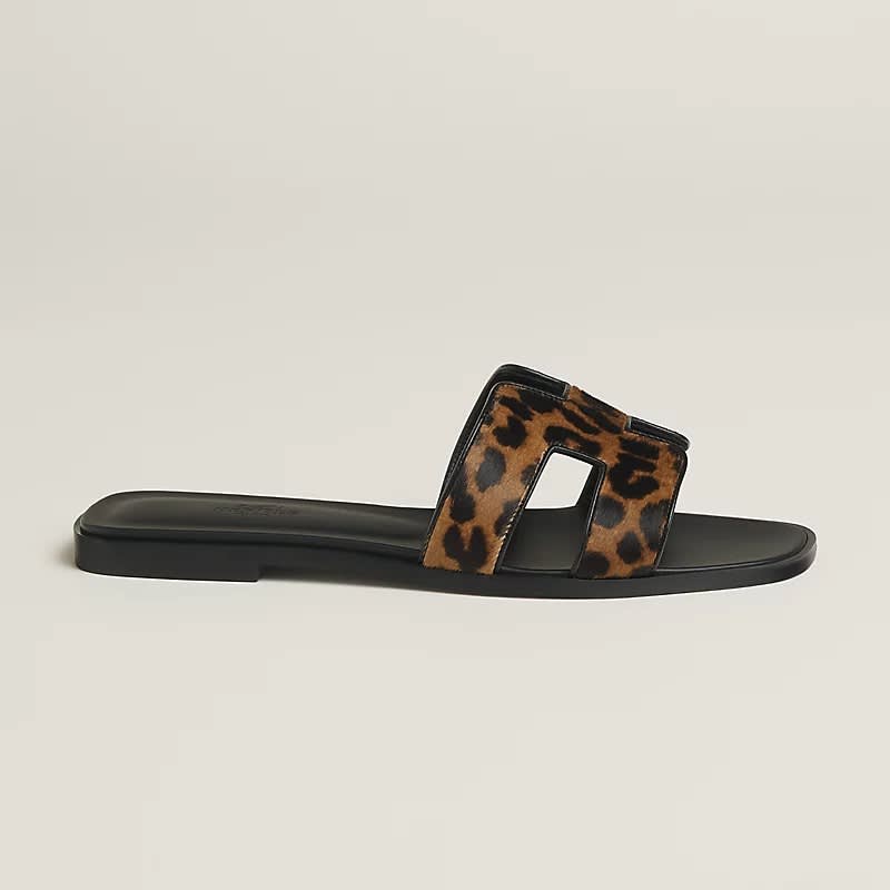 Hermes Oran Black Flat Sandals-0