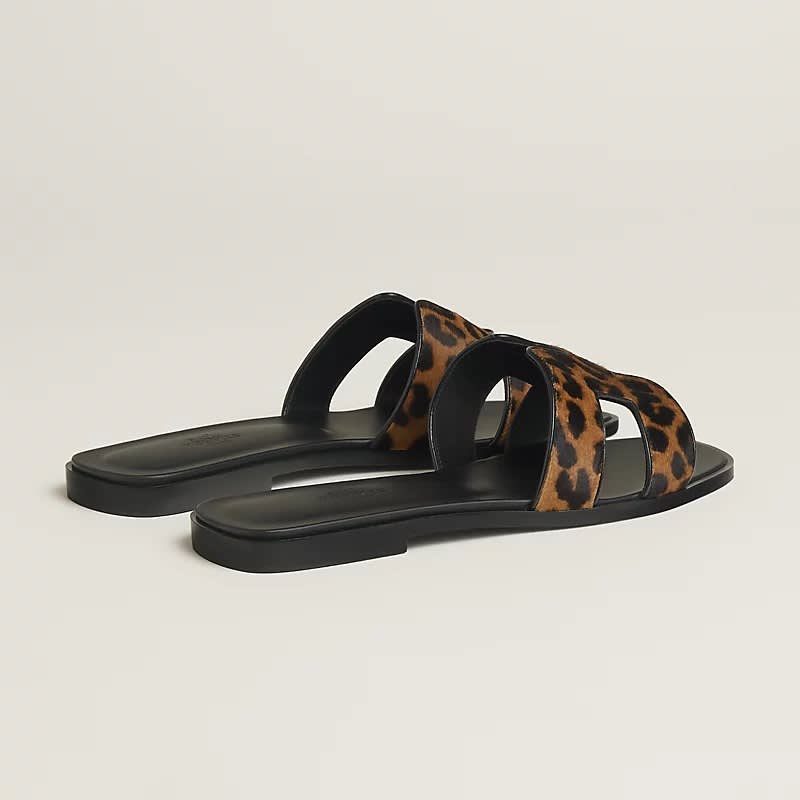 Hermes Oran Black Flat Sandals-2