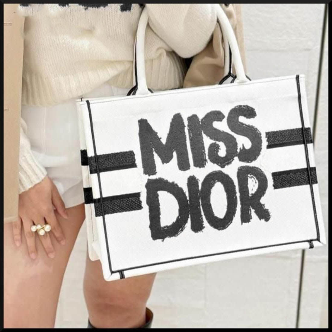 Dior Medium Book White Tote Bag-1
