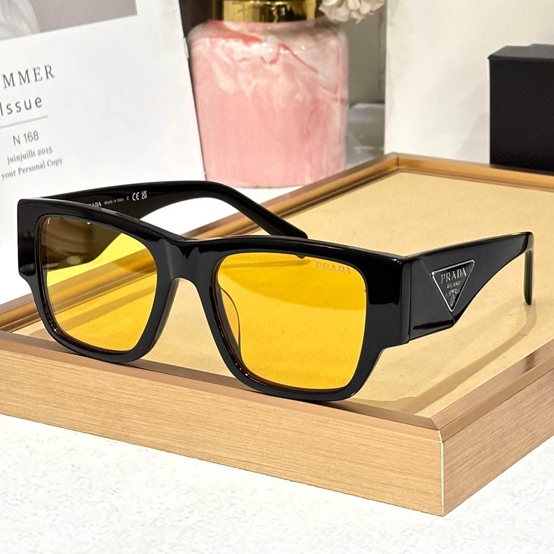 Prada Symbole Square Frame Golden Sunglasses-0