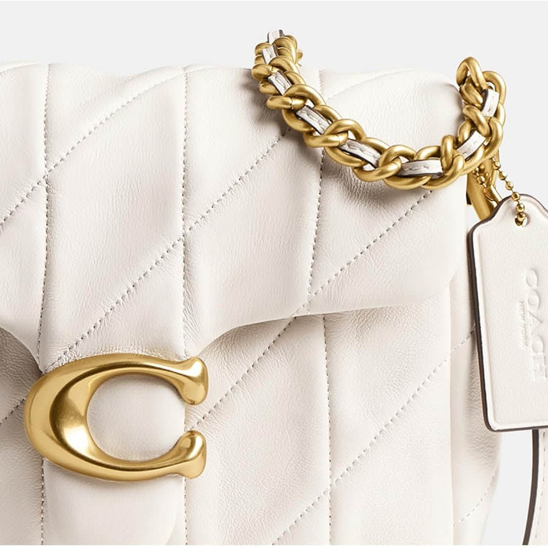 Coach Time Square Tabby White Shoulder Bag-1