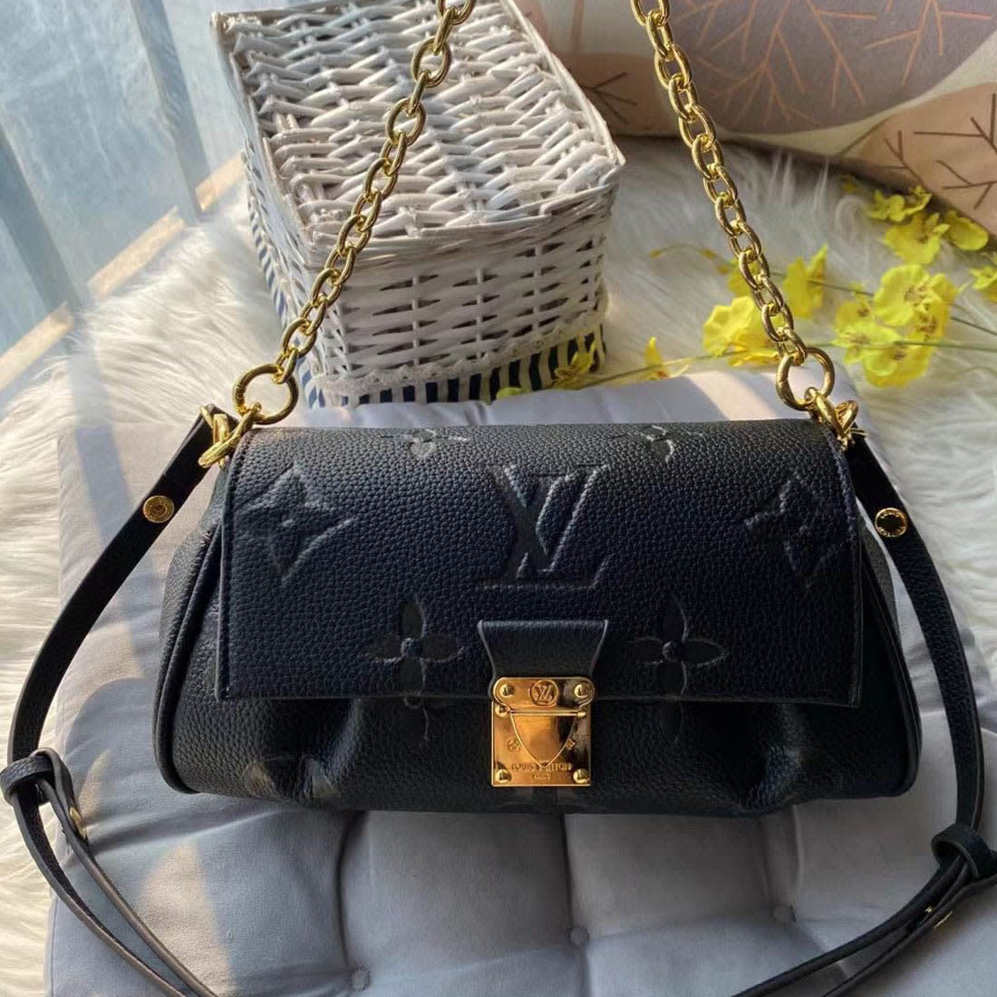 Louis Vuitton Favorite Black Empreinte Bicolor Monogram Bag-0