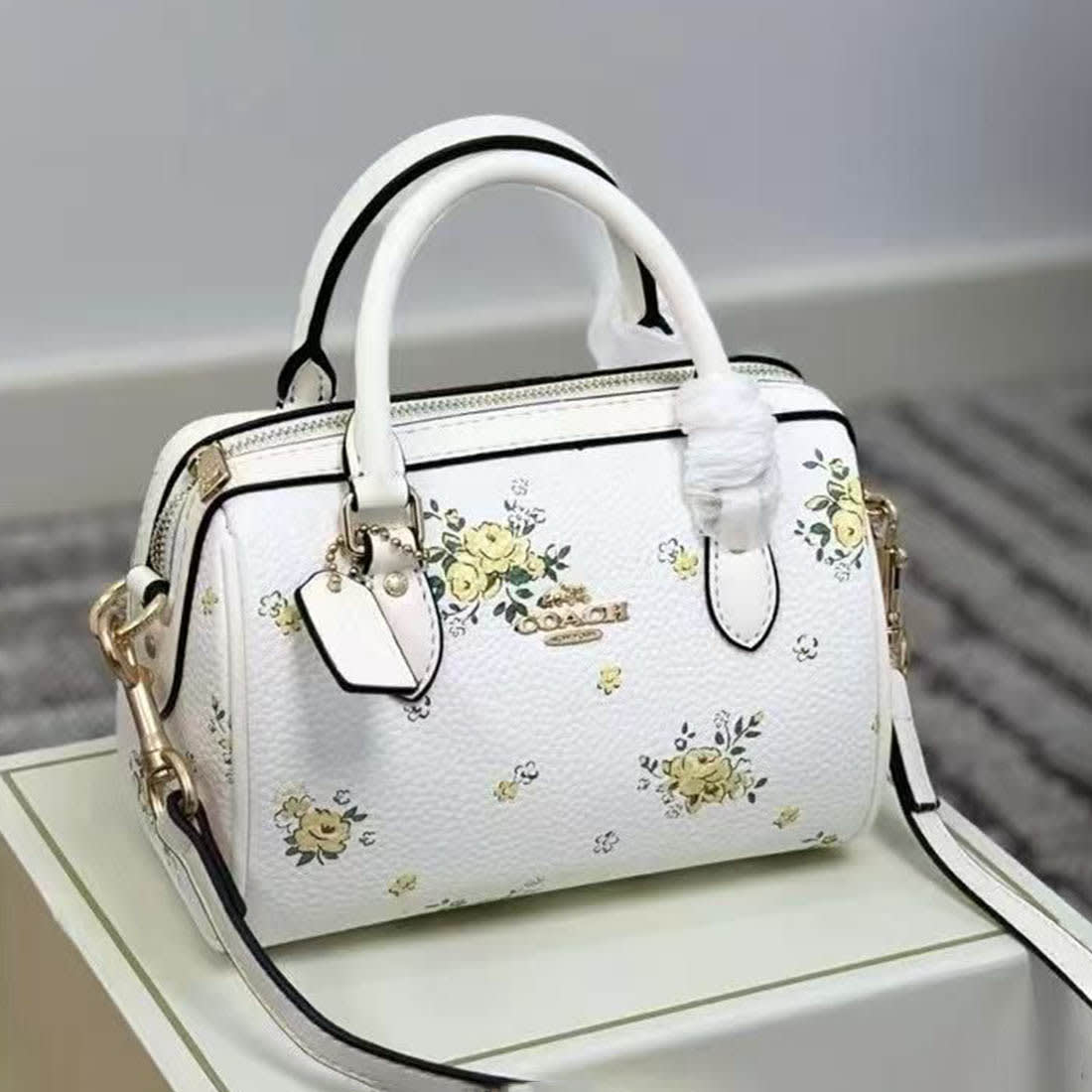 Coach Rowan Crossbody White Bag with Floral Print-0