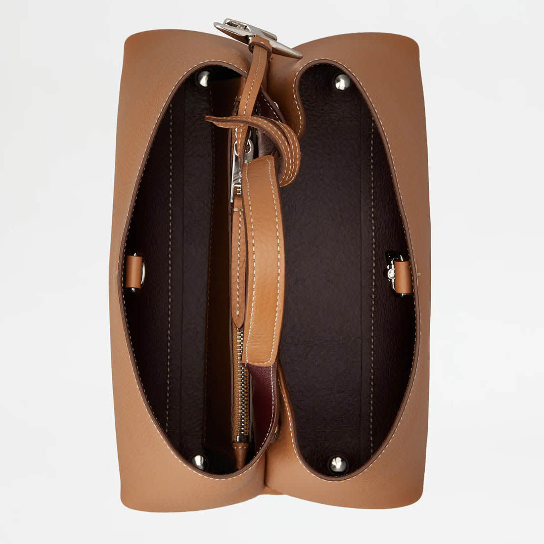 Tod's Boston Brown Leather Tote Bag-2