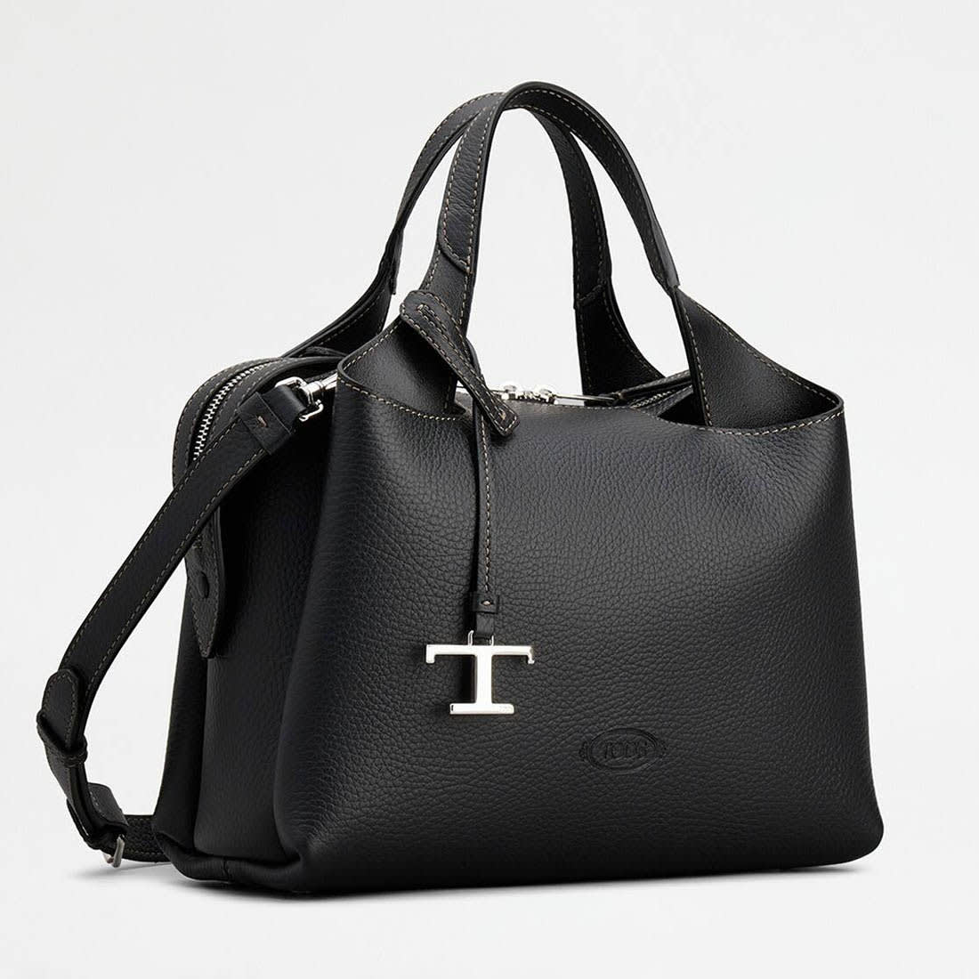 TOD'S Boston Black Leather Tote Bag-1