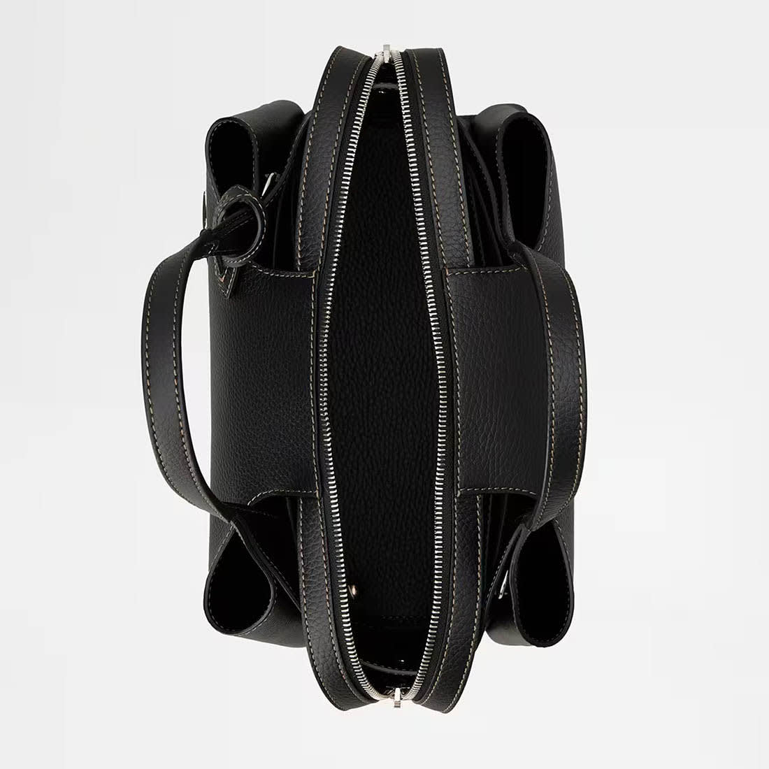 TOD'S Boston Black Leather Tote Bag-2