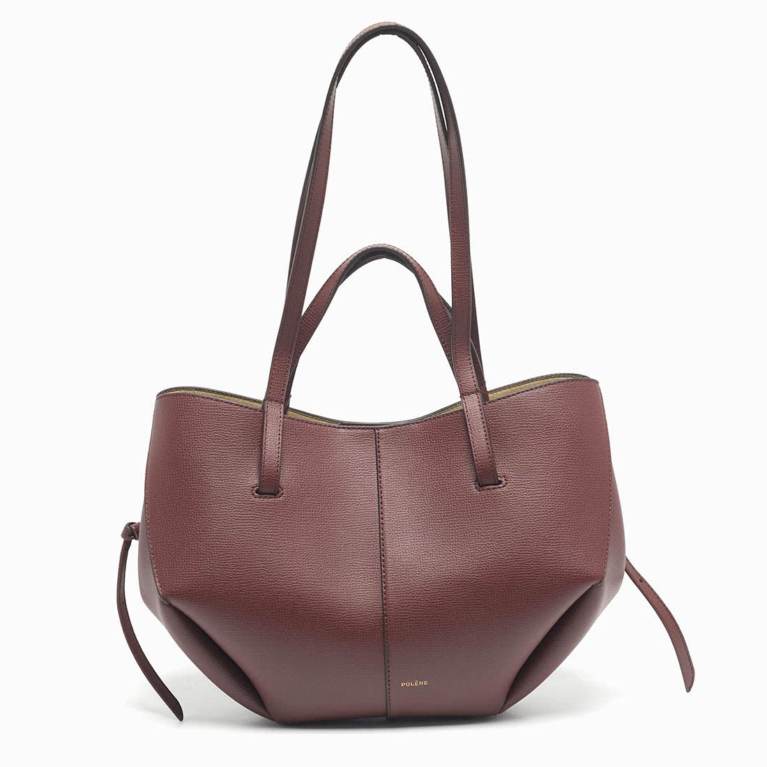 Polene Grained Wine Leather Tote Bag-0