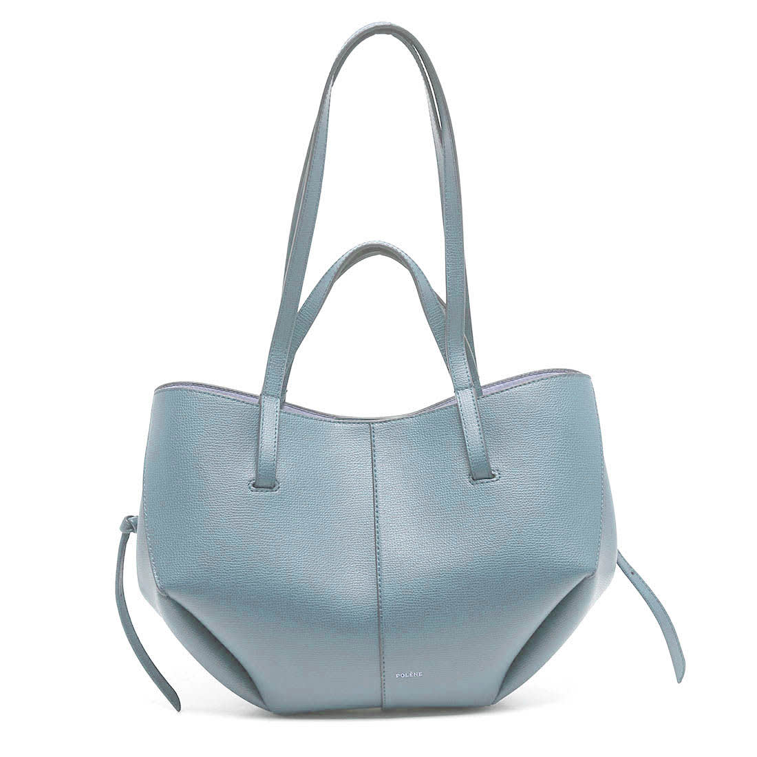 Polene Grained Blue Leather Tote Bag-0