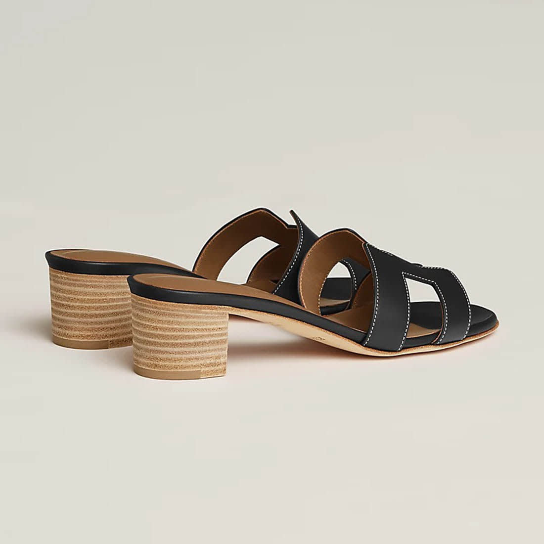 Hermes Oasis Black Heel Sandal-2