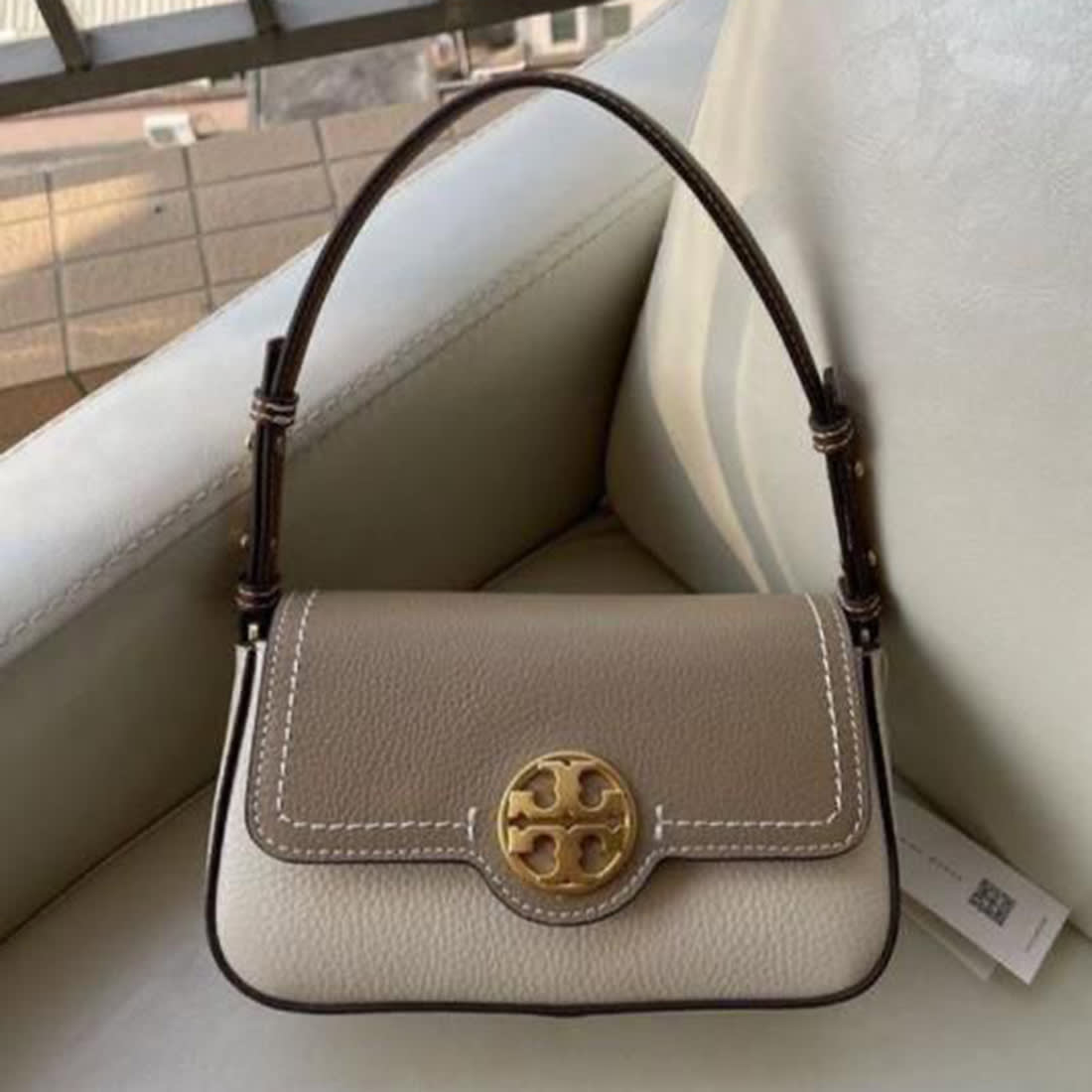 Tory Burch Small Felix Two Way Hanging White Handbag-0